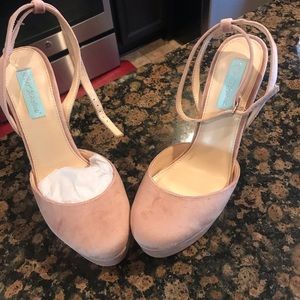 Betsy Johnson Pink Blue Blush Velvet Alana Heels